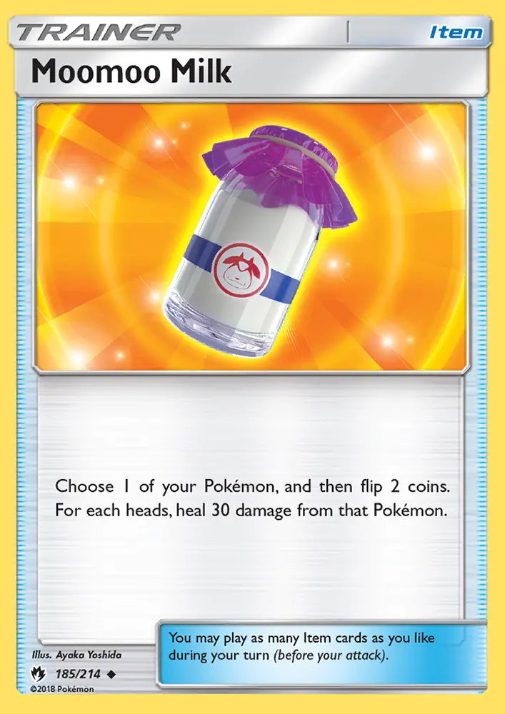 Moomoo Milk Uncommon Pokemon card #185 from Lost Thunder