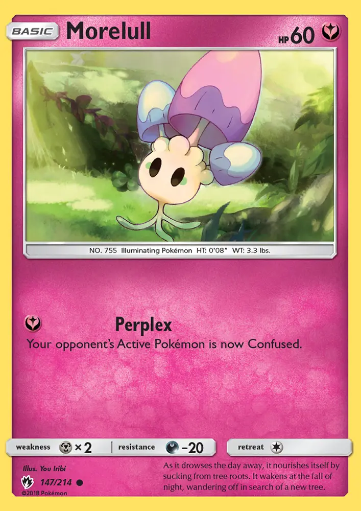 Morelull Common Pokemon card #147 from Lost Thunder