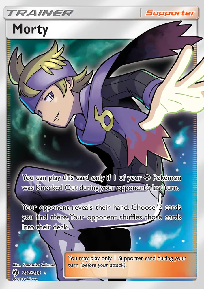 Morty Ultra Rare Pokemon card #212 from Lost Thunder