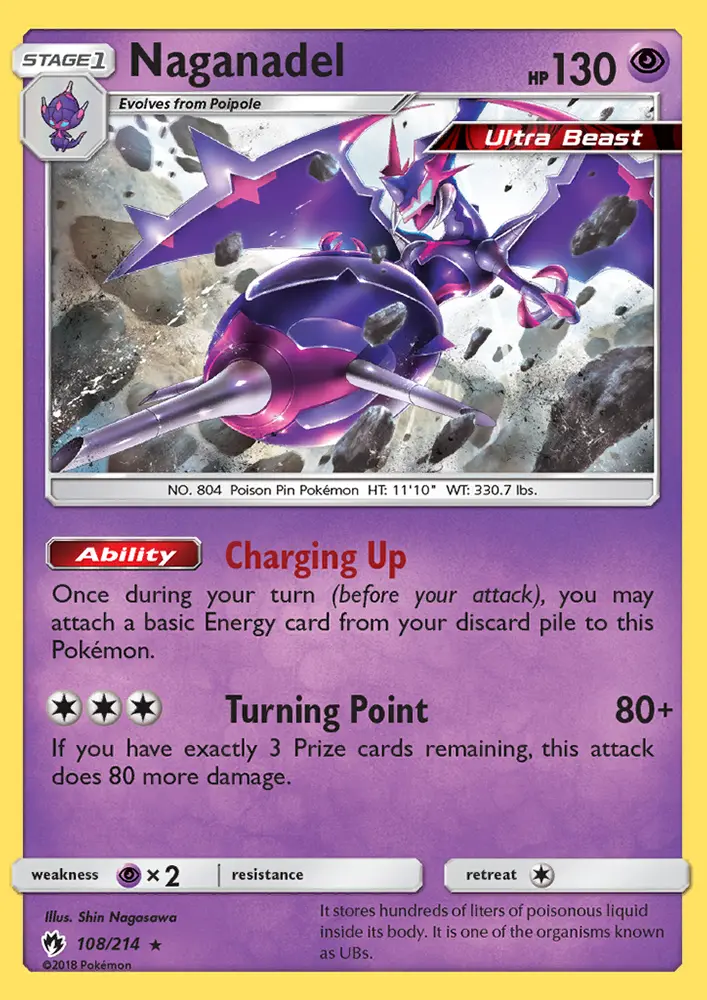 Naganadel Rare Pokemon card #108 from Lost Thunder