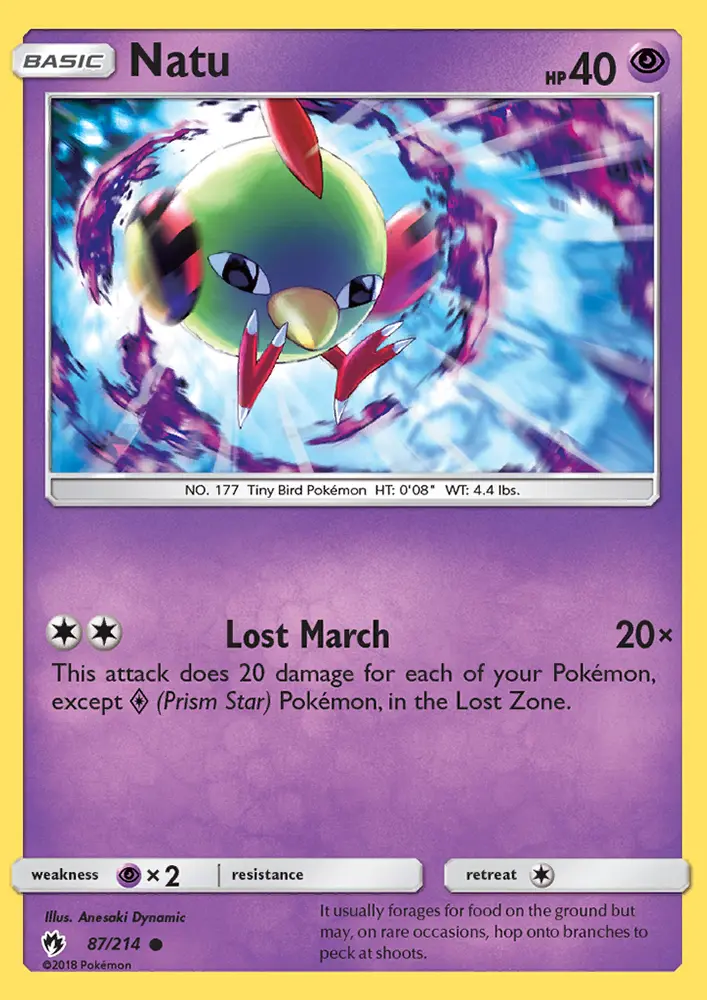 Natu Common Pokemon card #87 from Lost Thunder