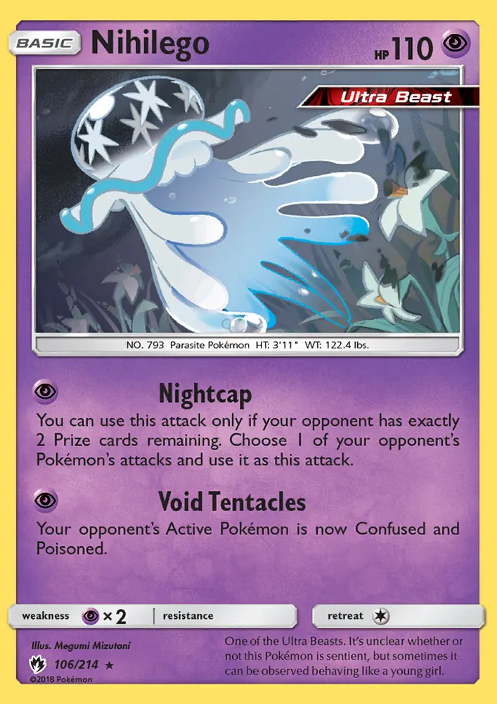 Nihilego Rare Pokemon card #106 from Lost Thunder