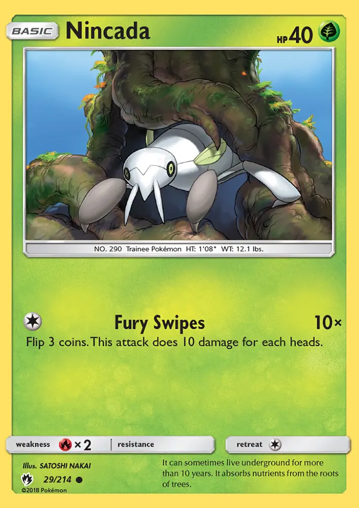 Nincada Common Pokemon card #29 from Lost Thunder