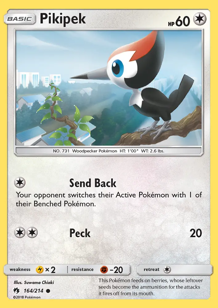 Pikipek Common Pokemon card #164 from Lost Thunder