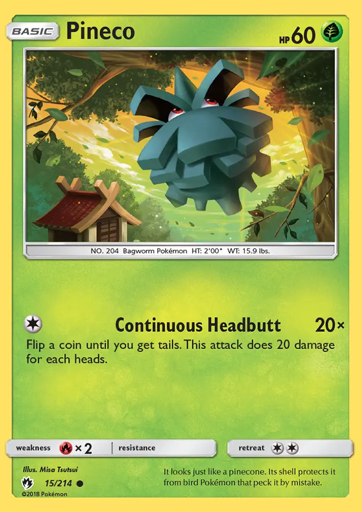 Pineco Common Pokemon card #15 from Lost Thunder