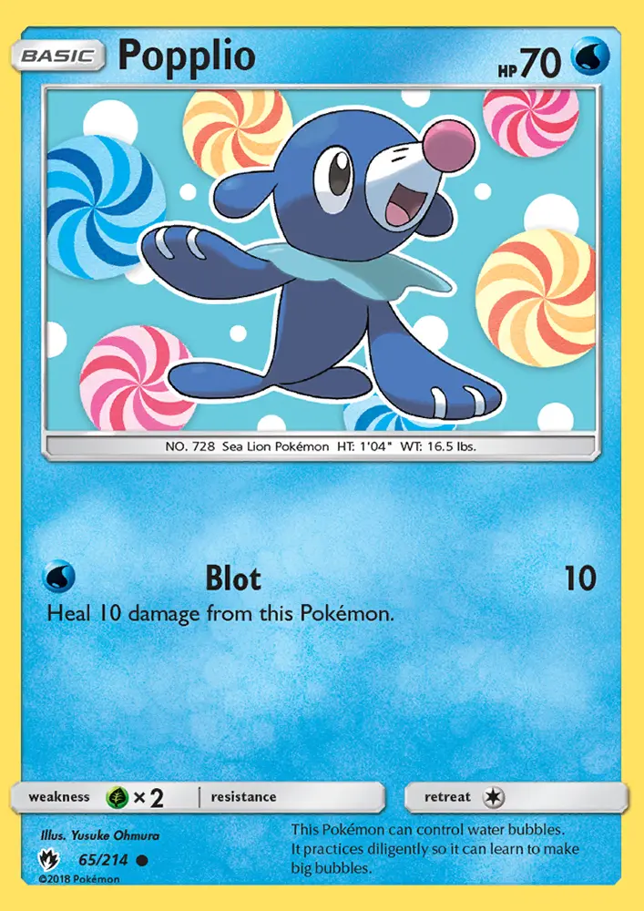 Popplio Common Pokemon card #65 from Lost Thunder