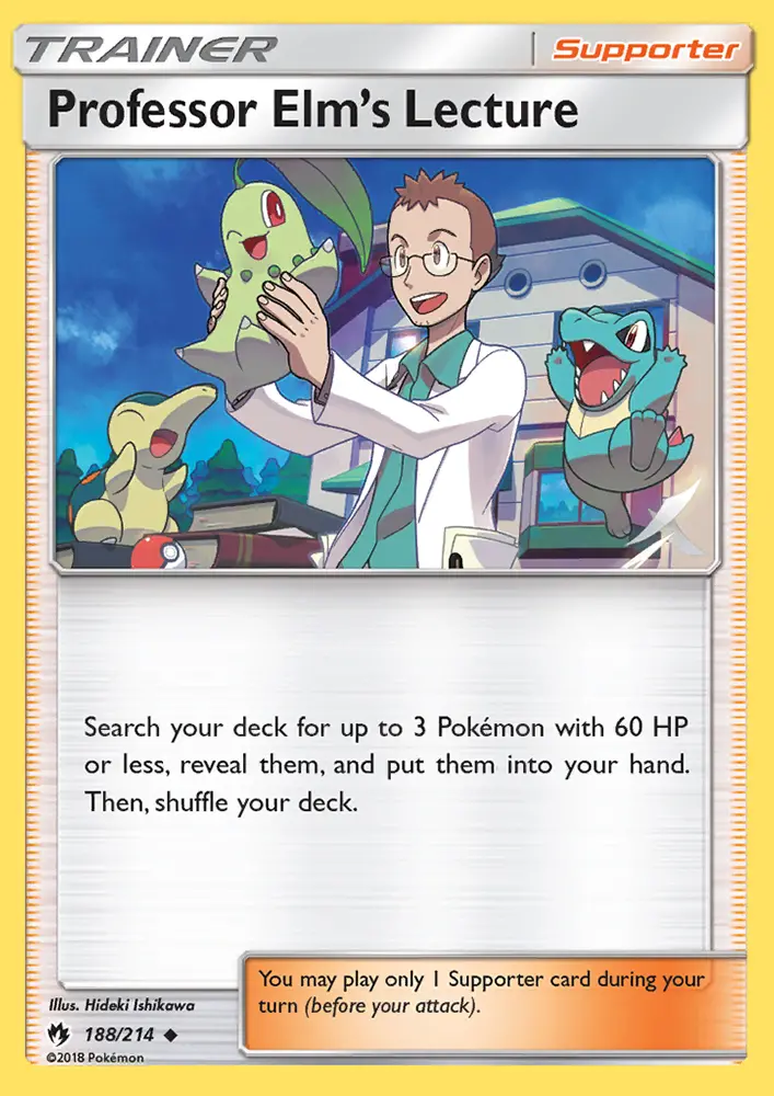Professor Elm’s Lecture Uncommon Pokemon card #188 from Lost Thunder