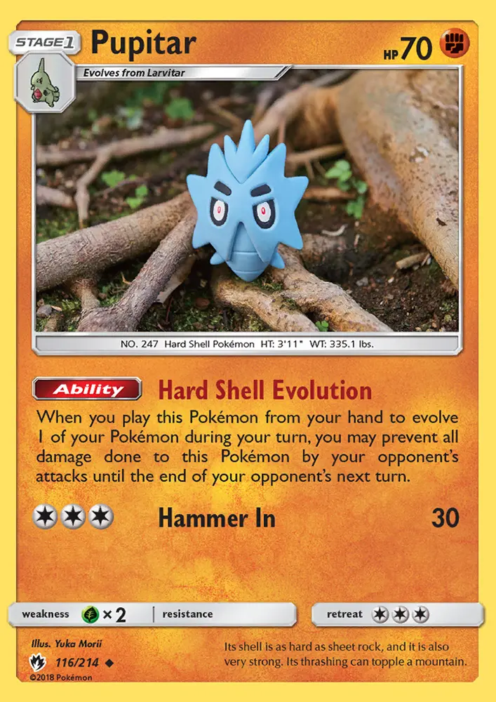 Pupitar Uncommon Pokemon card #116 from Lost Thunder