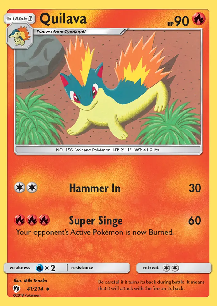 Quilava Uncommon Pokemon card #41 from Lost Thunder