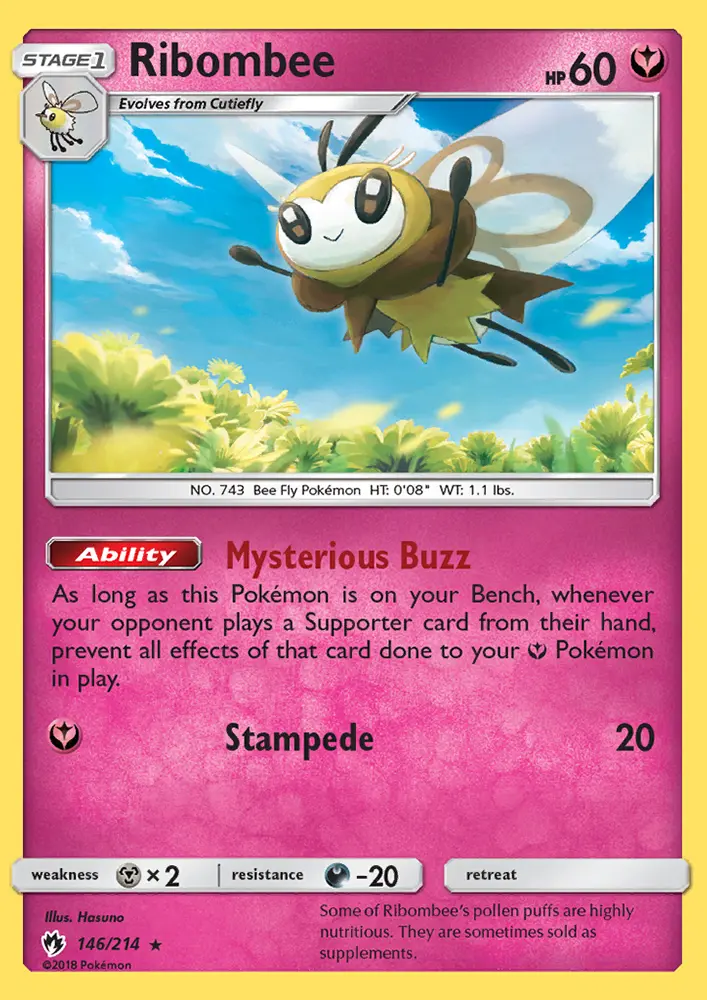 Ribombee Rare Pokemon card #146 from Lost Thunder