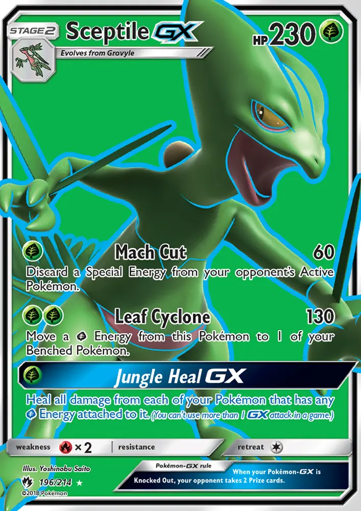 Sceptile GX Ultra Rare Pokemon card #196 from Lost Thunder