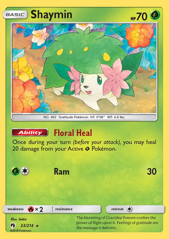 Shaymin Rare Pokemon card #33 from Lost Thunder
