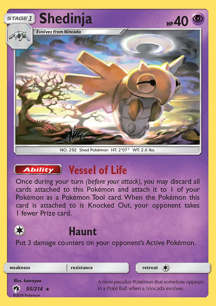 Shedinja Rare Pokemon card #95 from Lost Thunder