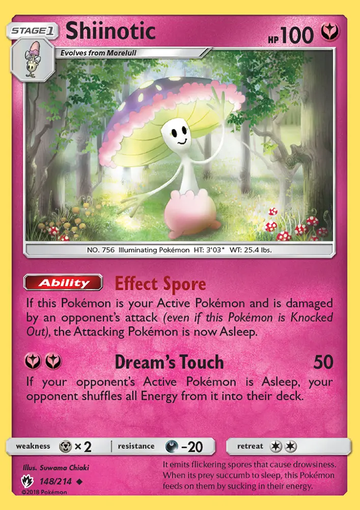 Shiinotic Uncommon Pokemon card #148 from Lost Thunder