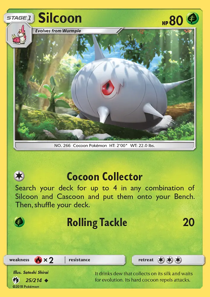 Silcoon Uncommon Pokemon card #25 from Lost Thunder