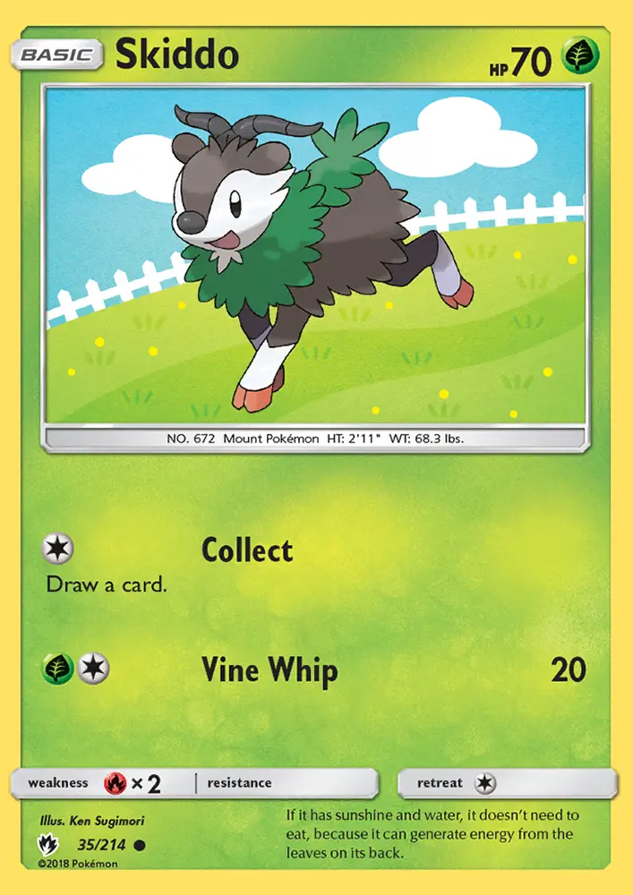 Skiddo Common Pokemon card #35 from Lost Thunder