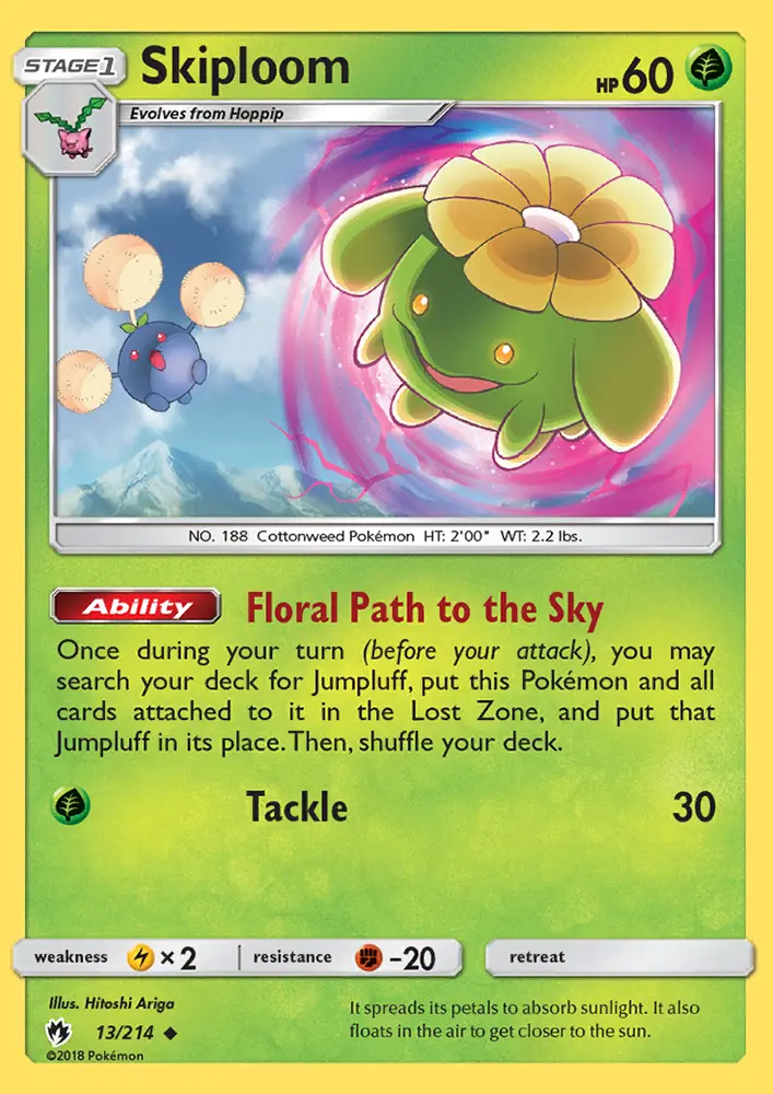 Skiploom Uncommon Pokemon card #13 from Lost Thunder
