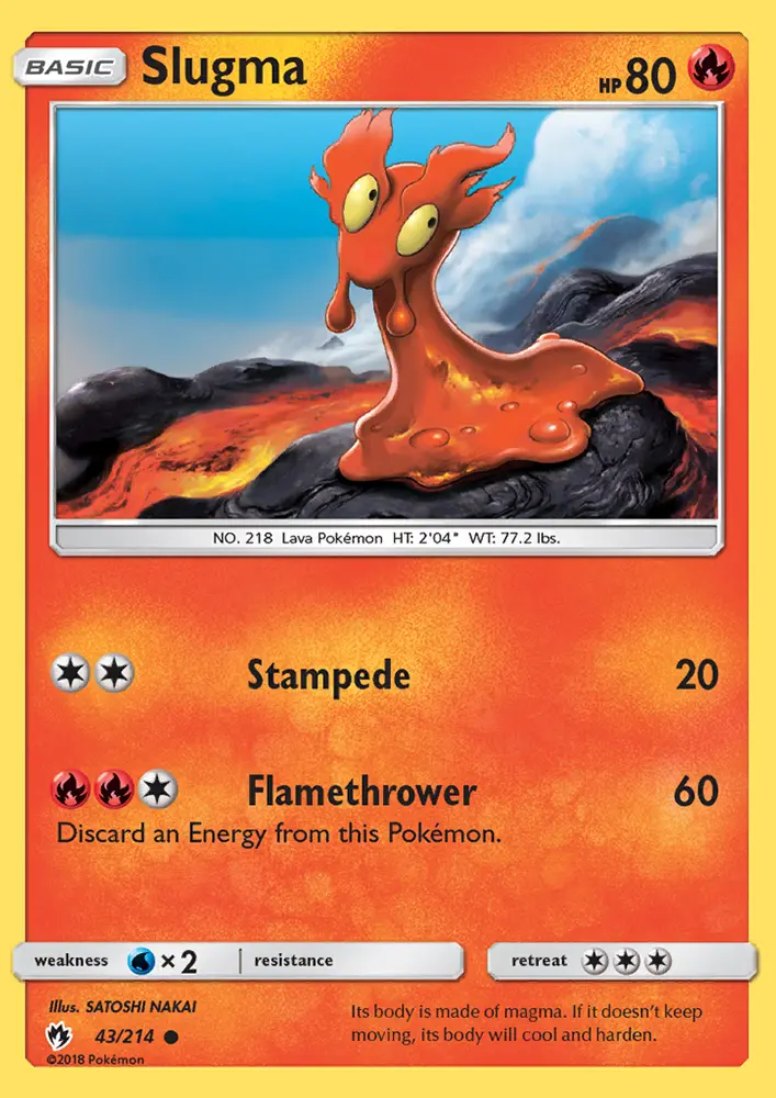 Slugma Common Pokemon card #43 from Lost Thunder
