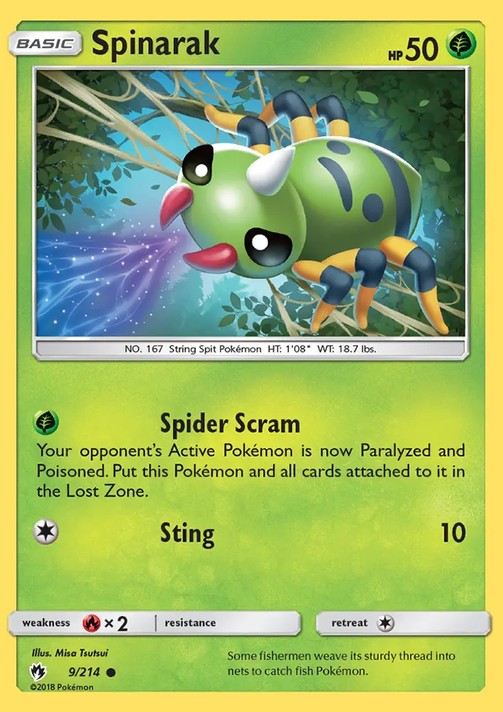 Spinarak Common Pokemon card #9 from Lost Thunder