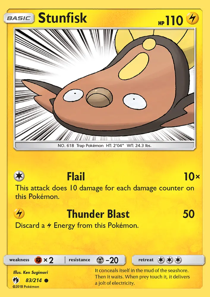 Stunfisk Common Pokemon card #83 from Lost Thunder