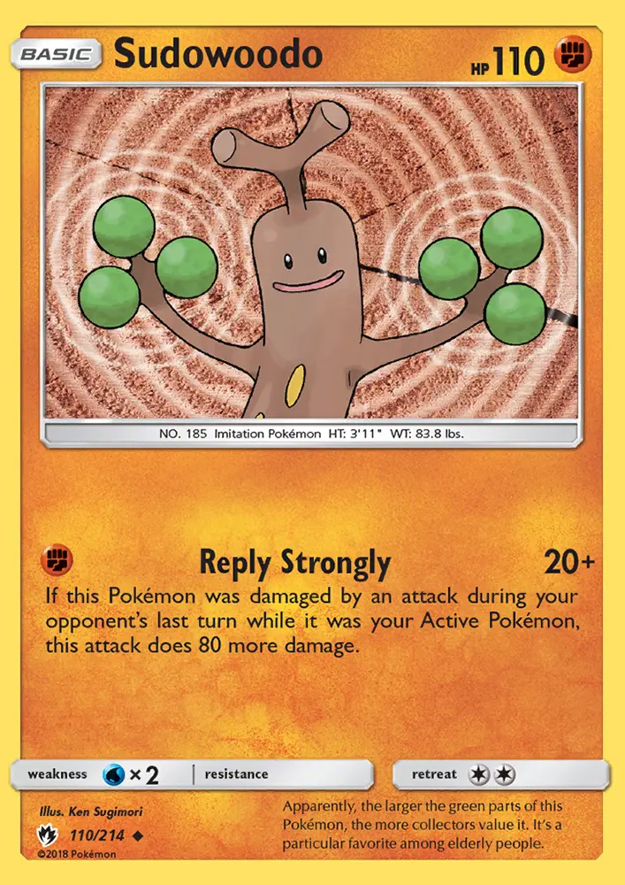 Sudowoodo Uncommon Pokemon card #110 from Lost Thunder