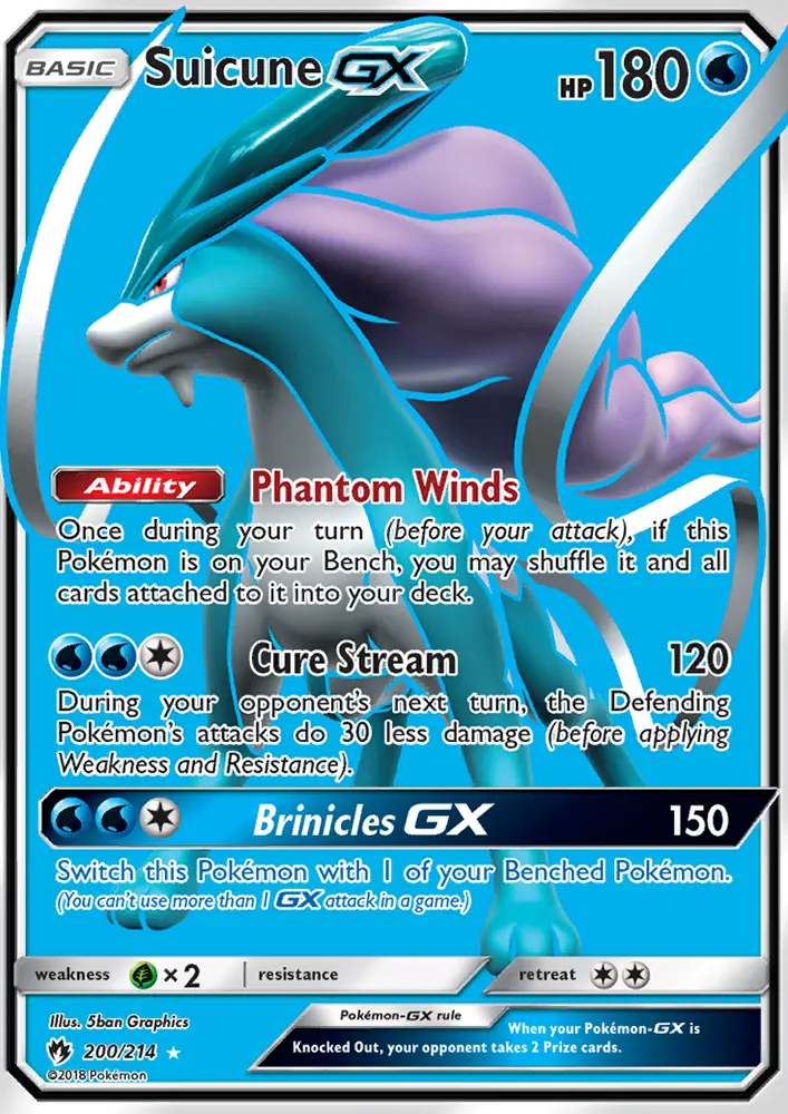 Suicune GX Ultra Rare Pokemon card #200 from Lost Thunder