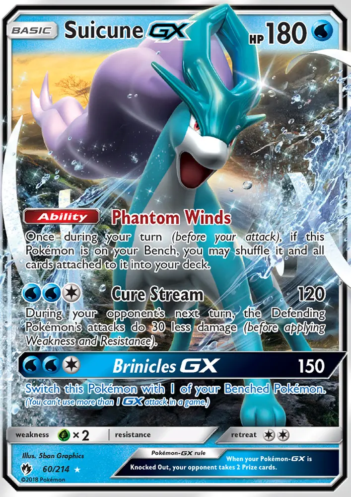 Suicune GX Ultra Rare Pokemon card #60 from Lost Thunder