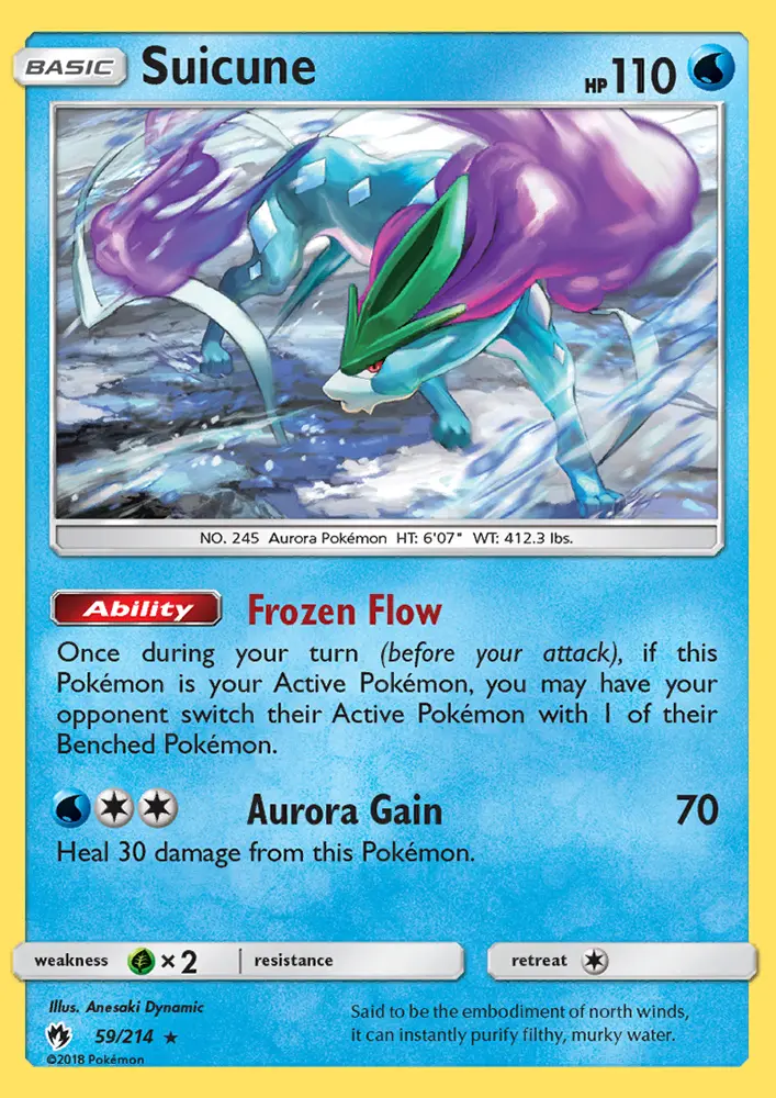 Suicune Rare Pokemon card #59 from Lost Thunder