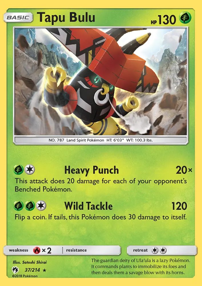 Tapu Bulu Rare Pokemon card #37 from Lost Thunder