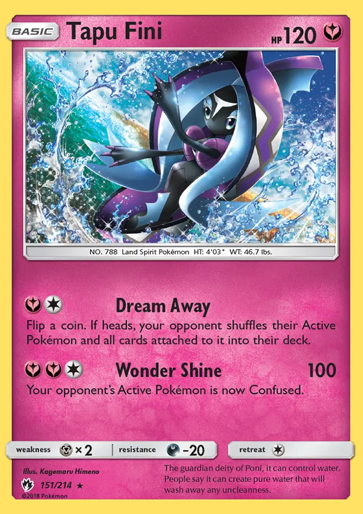Tapu Fini Rare Pokemon card #151 from Lost Thunder