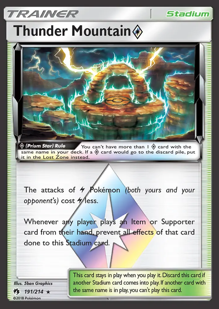 Thunder Mountain ◇ Rare Pokemon card #191 from Lost Thunder