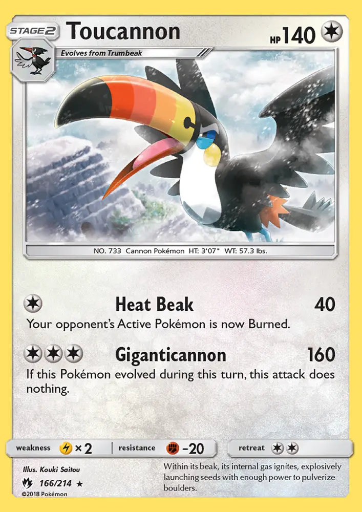 Toucannon Rare Pokemon card #166 from Lost Thunder