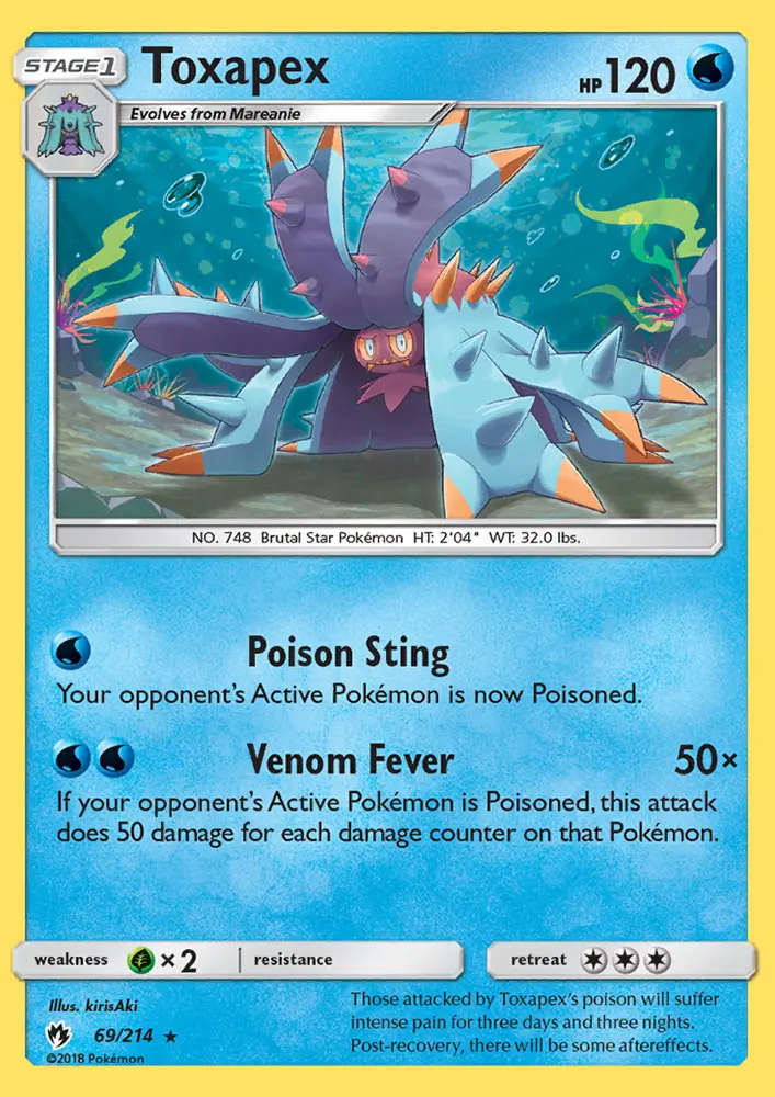 Toxapex Rare Pokemon card #69 from Lost Thunder