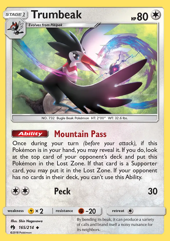 Trumbeak Uncommon Pokemon card #165 from Lost Thunder