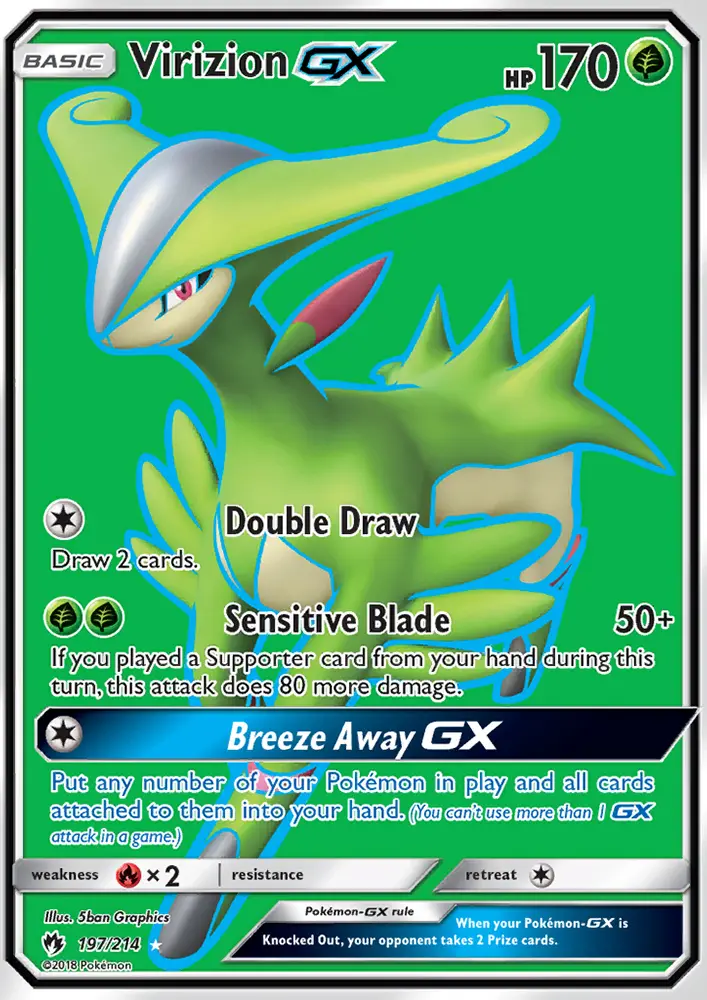 Virizion GX Ultra Rare Pokemon card #197 from Lost Thunder