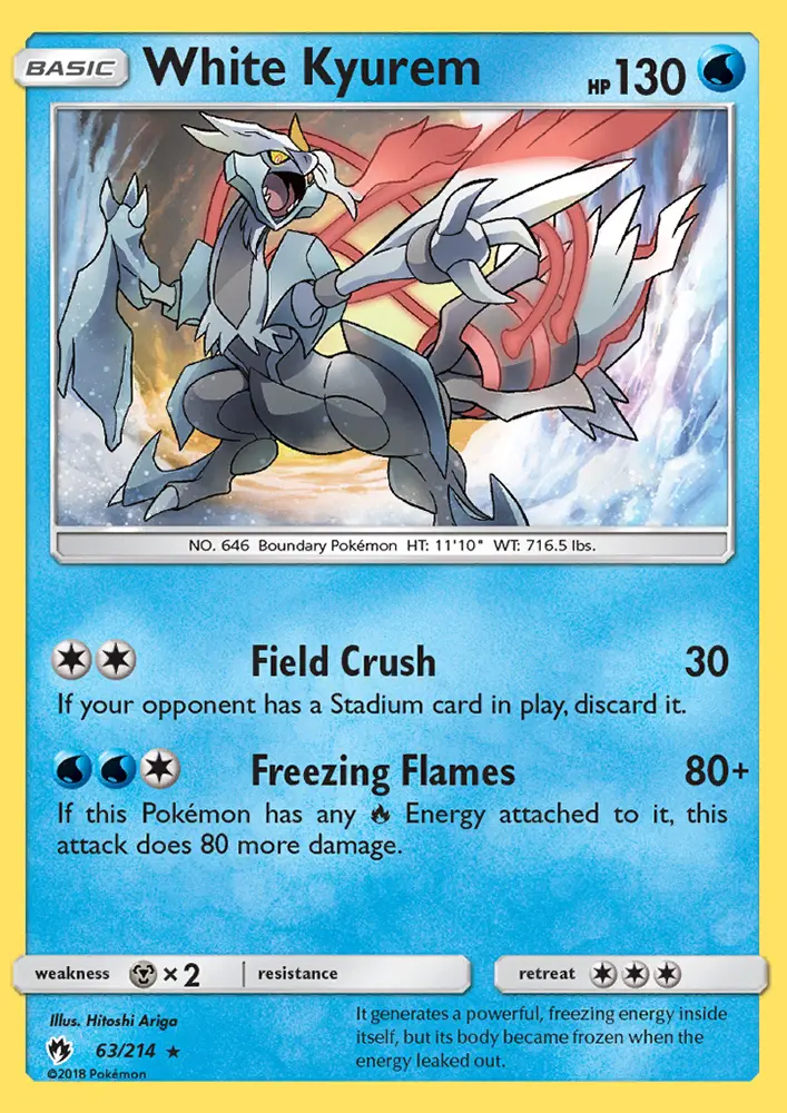White Kyurem Rare Pokemon card #63 from Lost Thunder