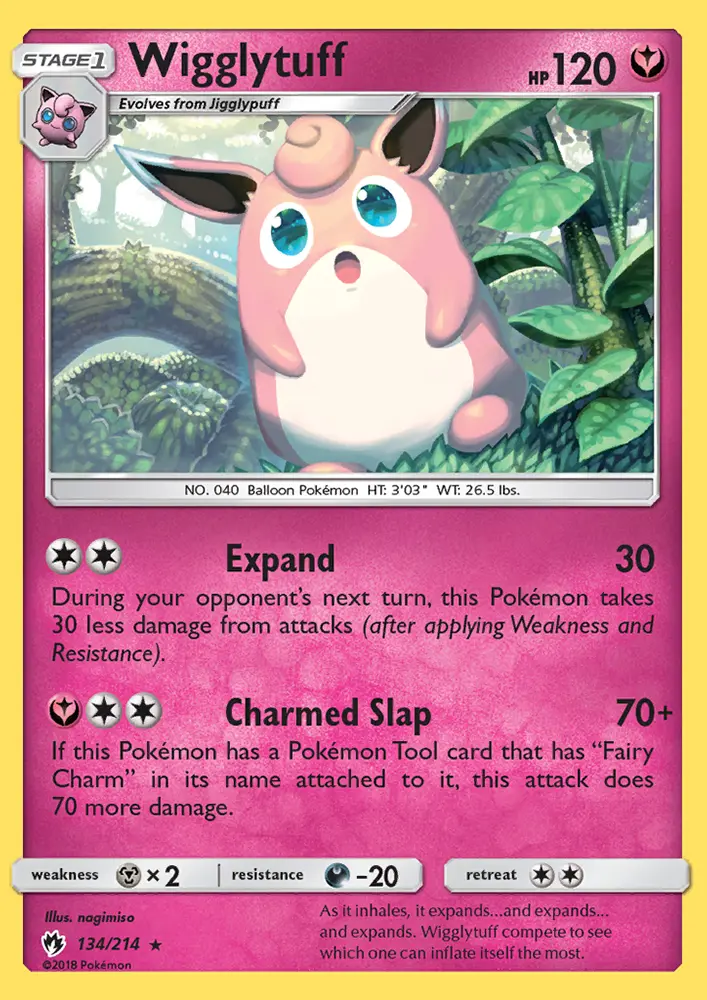 Wigglytuff Rare Pokemon card #134 from Lost Thunder