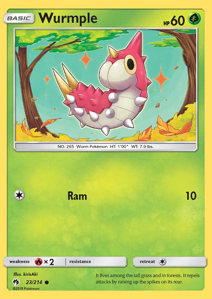 Wurmple Common Pokemon card #23 from Lost Thunder