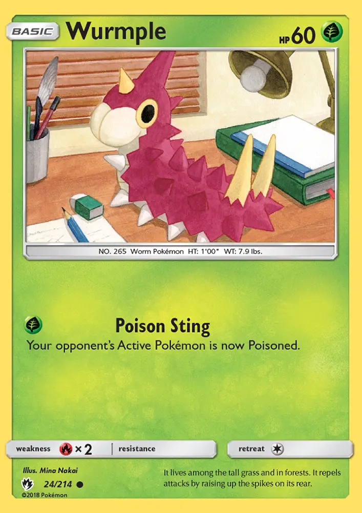 Wurmple Common Pokemon card #24 from Lost Thunder