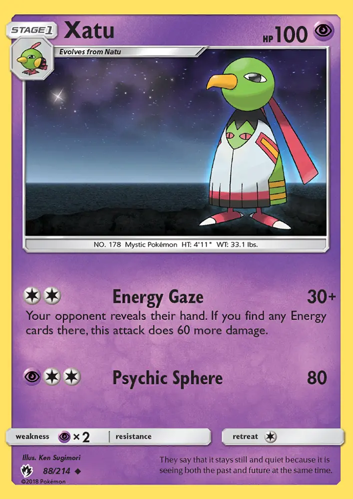 Xatu Uncommon Pokemon card #88 from Lost Thunder