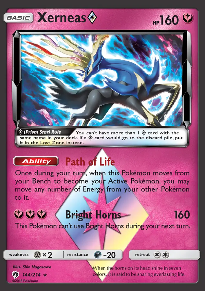 Xerneas ◇ Rare Pokemon card #144 from Lost Thunder