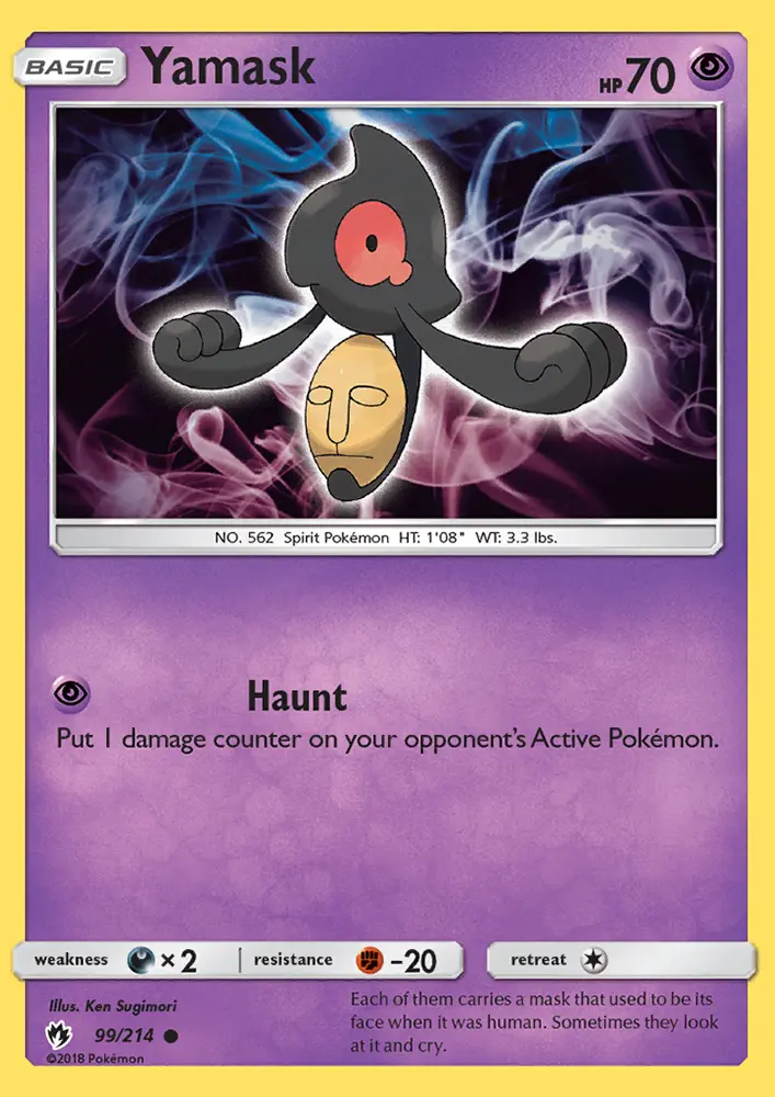 Yamask Common Pokemon card #99 from Lost Thunder