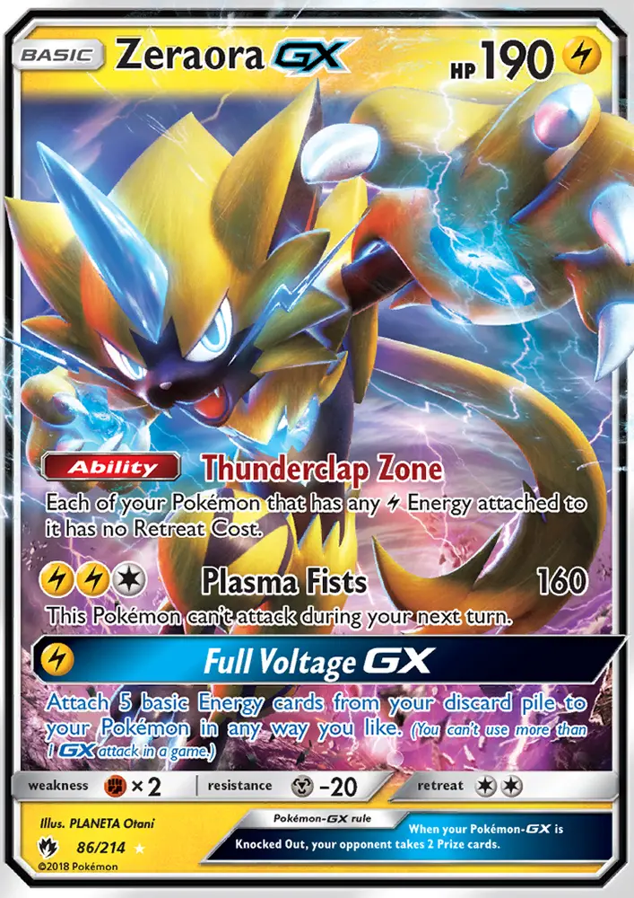 Zeraora GX Ultra Rare Pokemon card #86 from Lost Thunder