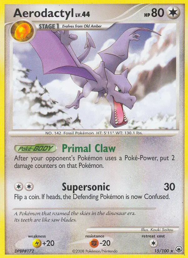 Aerodactyl Rare Pokemon card #15 from Majestic Dawn