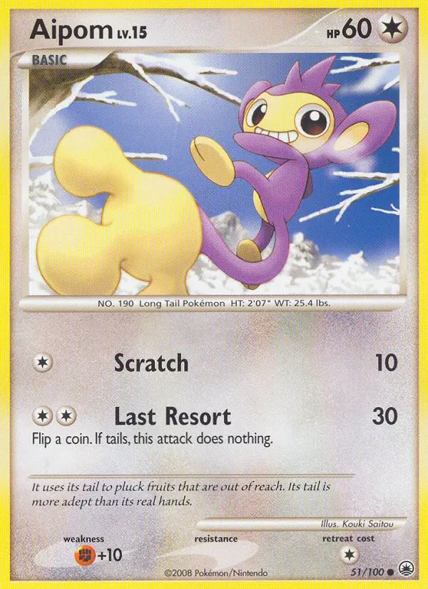 Aipom Common Pokemon card #51 from Majestic Dawn