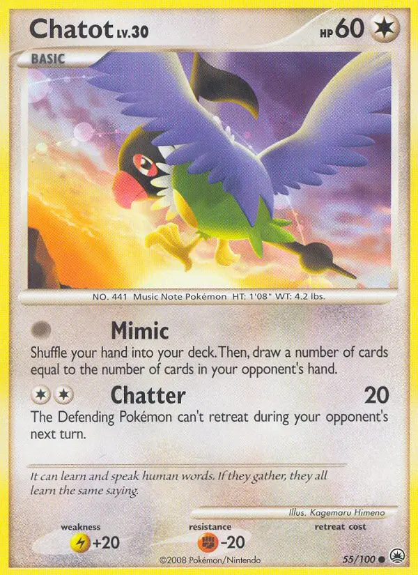 Chatot Common Pokemon card #55 from Majestic Dawn