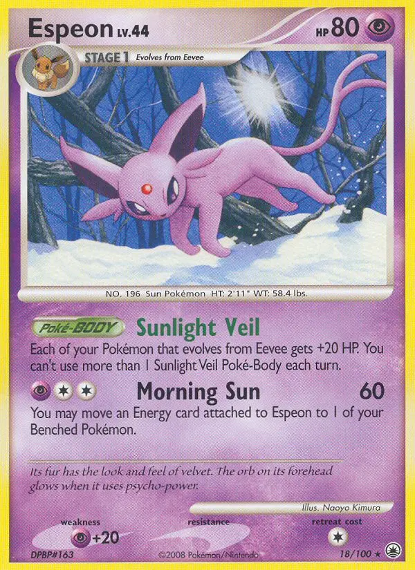 Espeon Rare Pokemon card #18 from Majestic Dawn