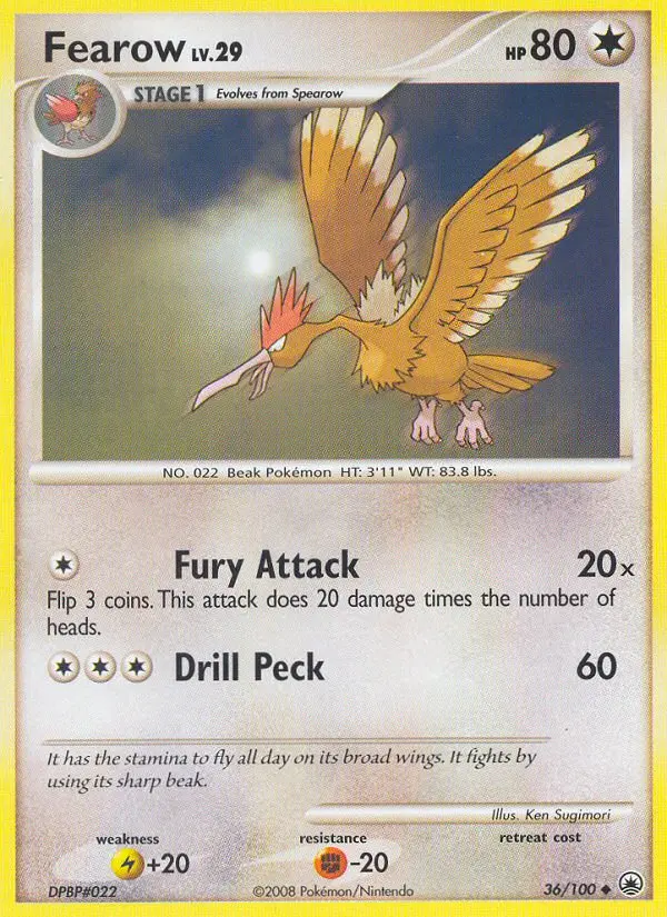 Fearow Uncommon Pokemon card #36 from Majestic Dawn