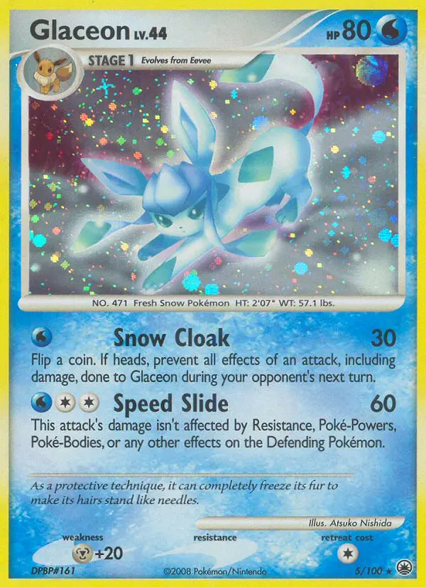 Glaceon Rare Holo Pokemon card #5 from Majestic Dawn