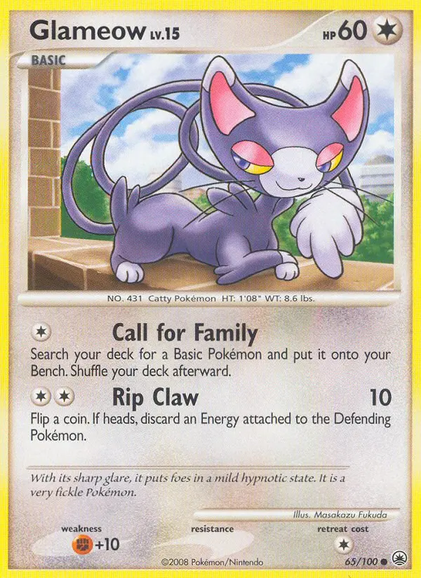 Glameow Common Pokemon card #65 from Majestic Dawn